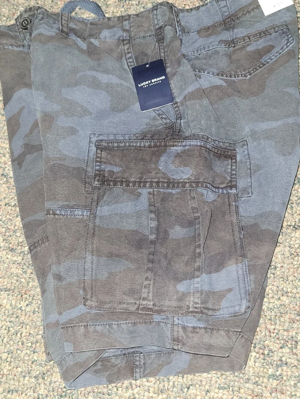 Lucky Brand Men's Blue Black Camo Cargo Shorts